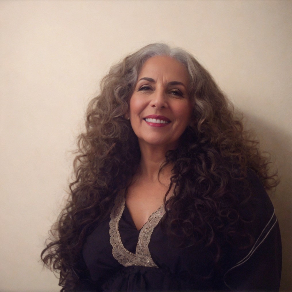 Elegant portrait of a woman with curly hair