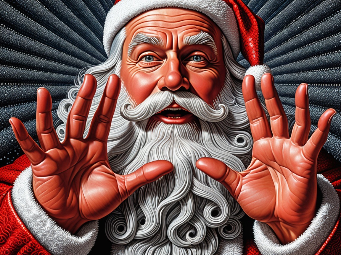 Jovial Santa Claus in Traditional Red Suit and Hat