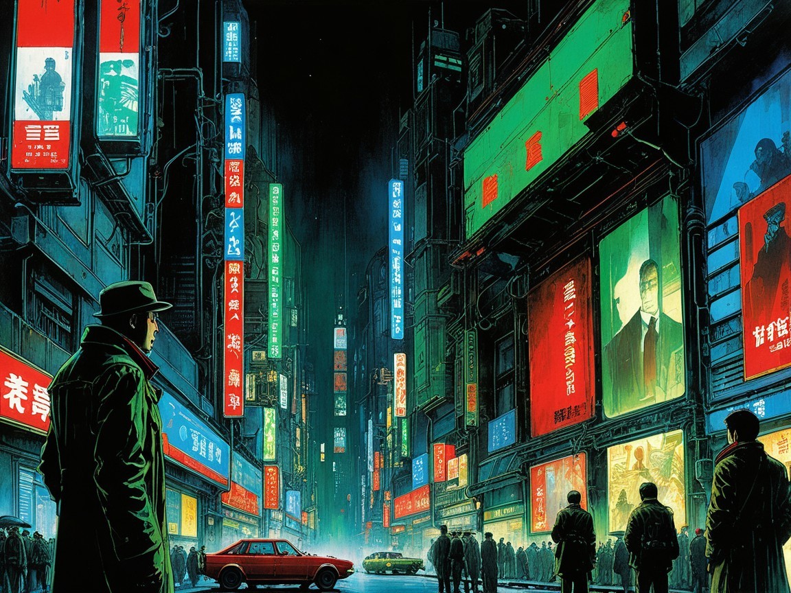 Vibrant Cyberpunk Cityscape with Neon Advertisements