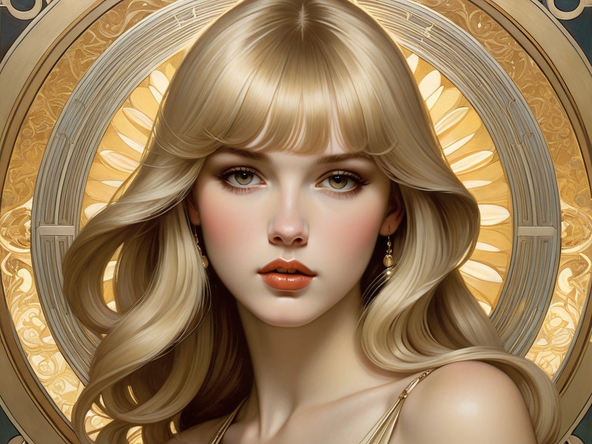 Portrait of a Young Woman with Blonde Hair and Elegance