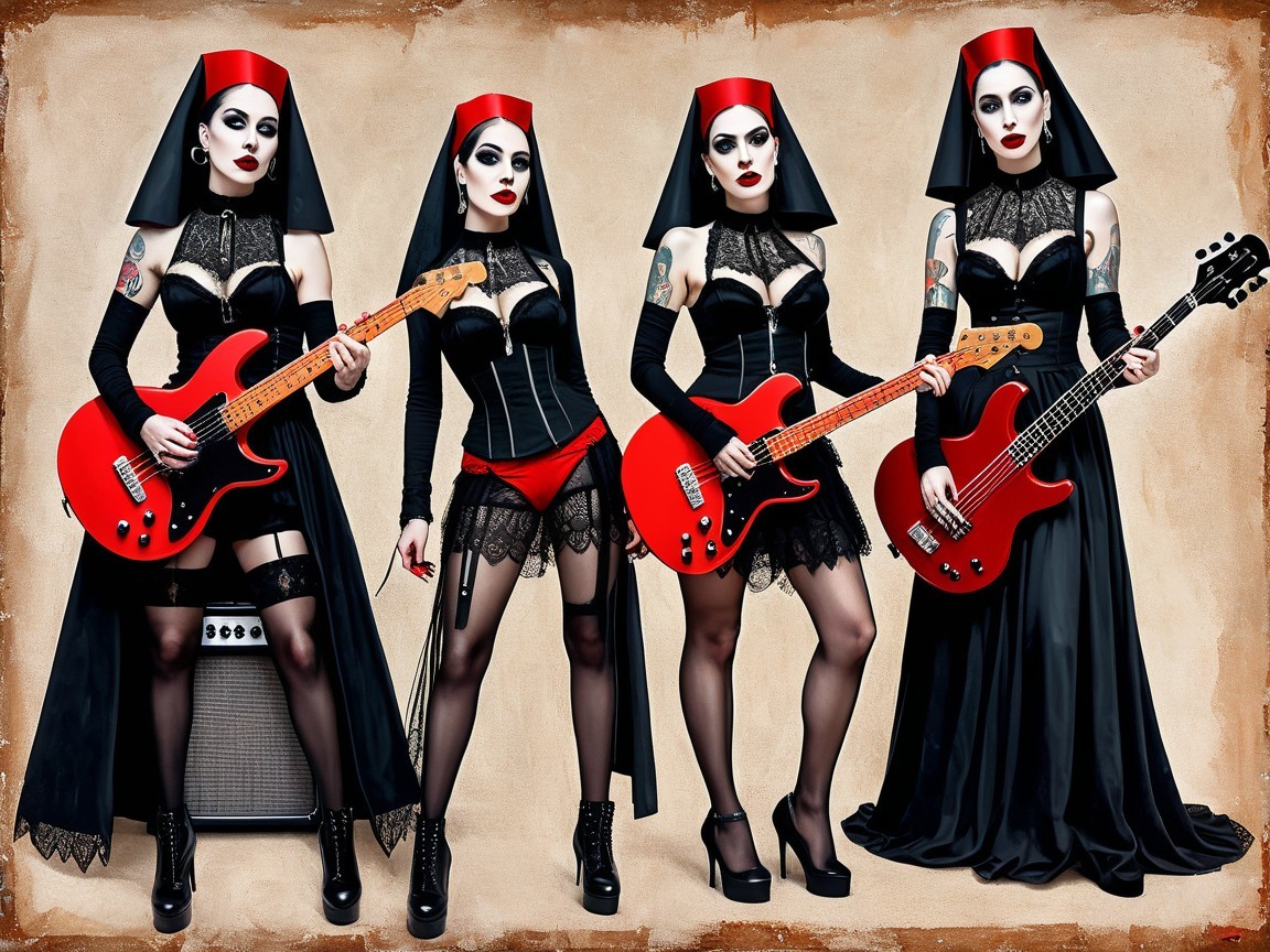 Portrait of Four Women in Goth-Inspired Fashion