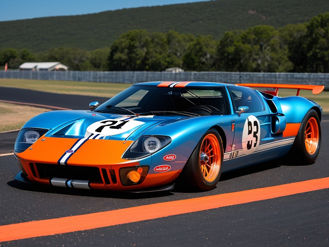 Vintage Race Car with Blue and Orange Paintwork