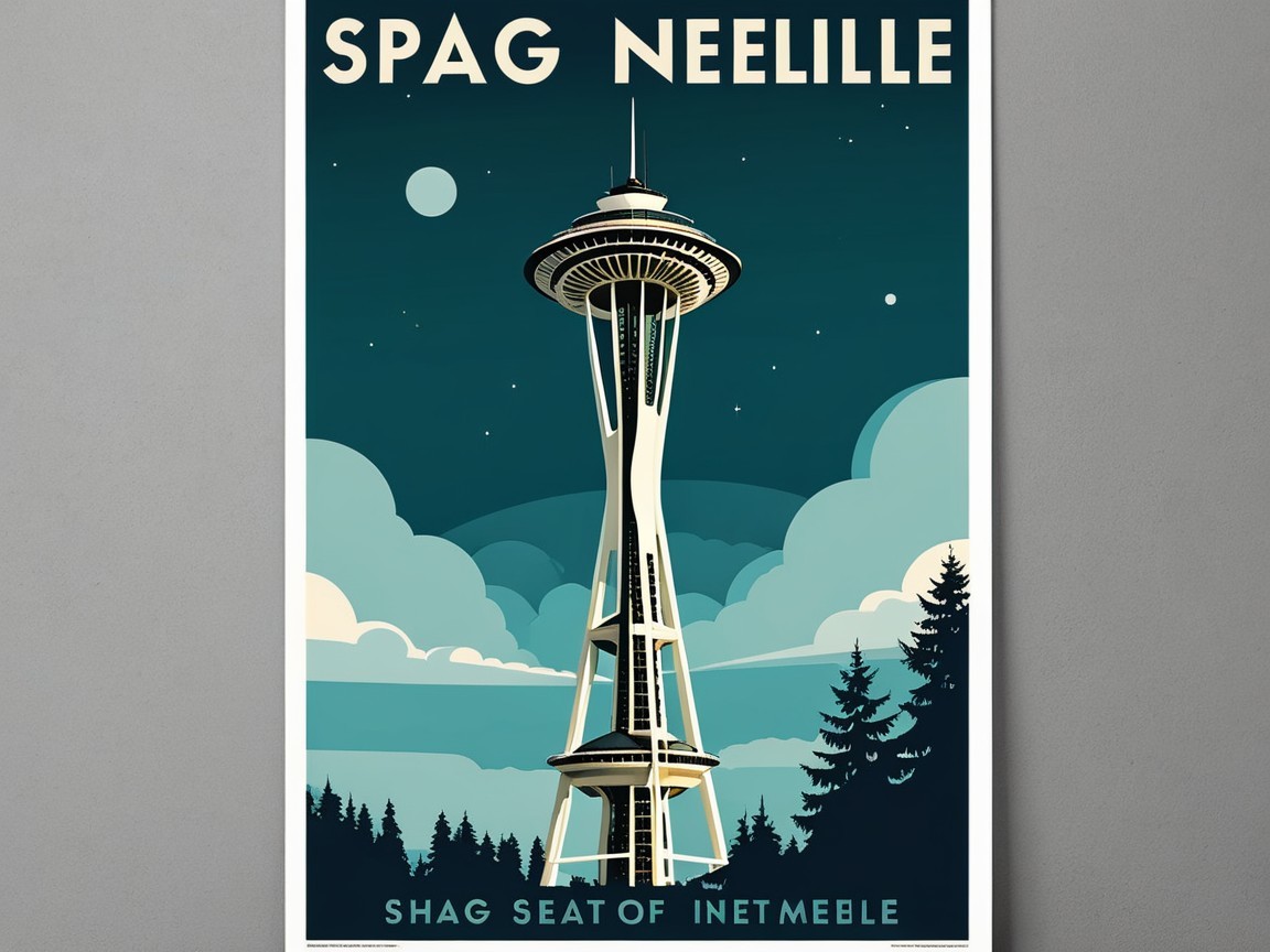 Futuristic Tower Illustration with Retro Aesthetic