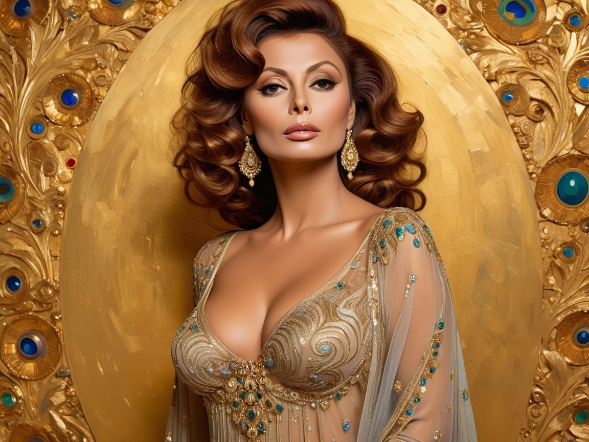 Glamorous Woman in Embellished Gown and Elegant Setting