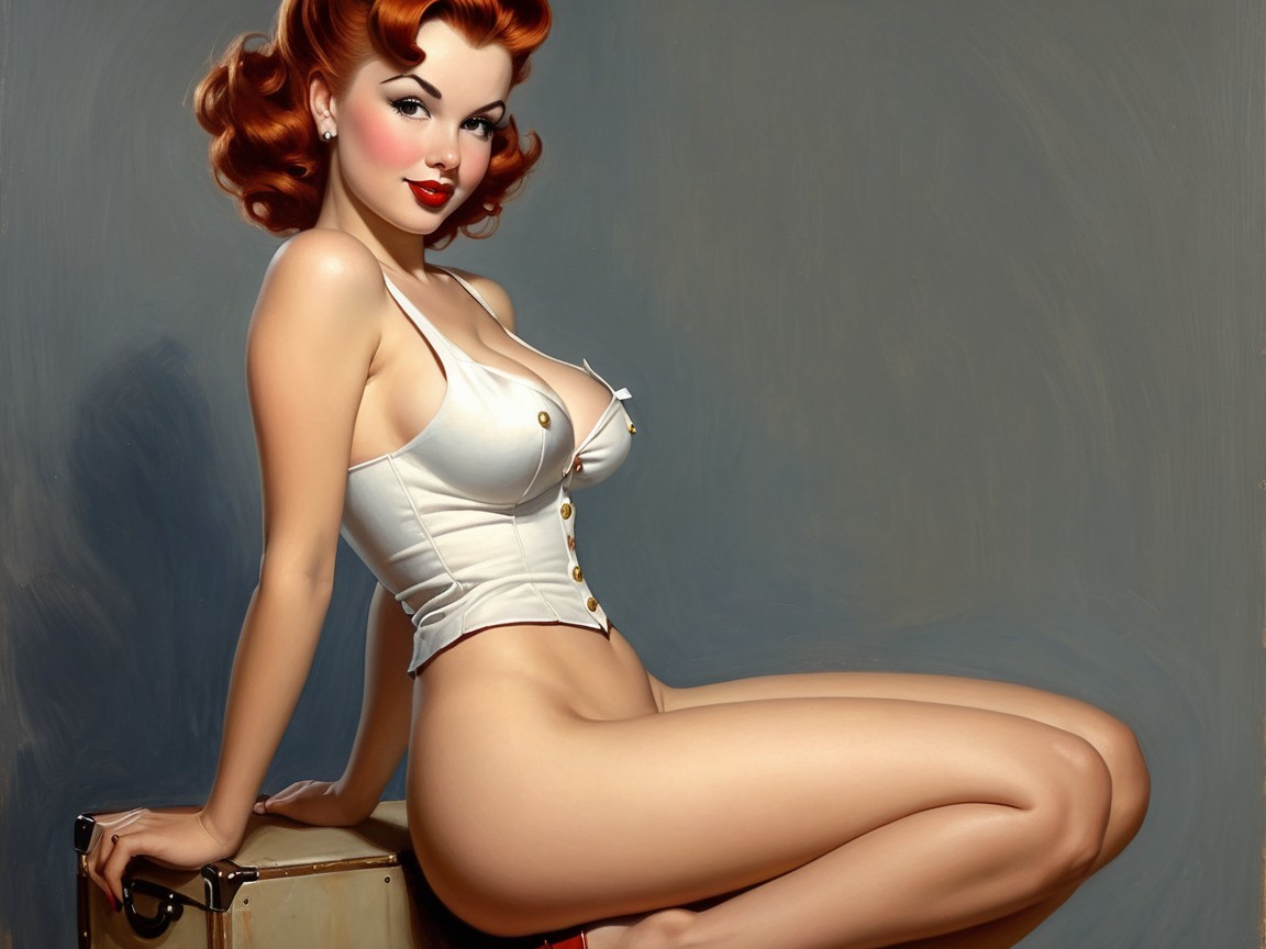 Vintage Pin-Up Illustration of Glamorous Woman