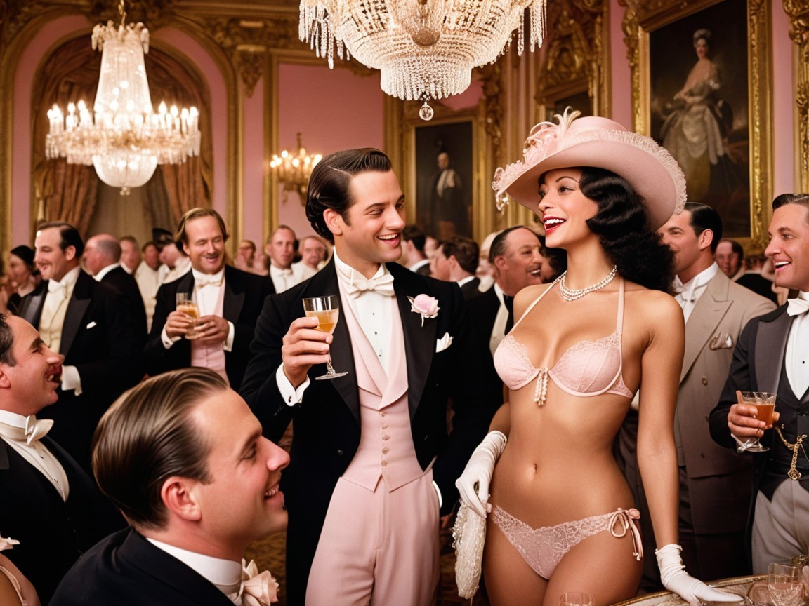 1920s Glamorous Party Scene in Opulent Ballroom