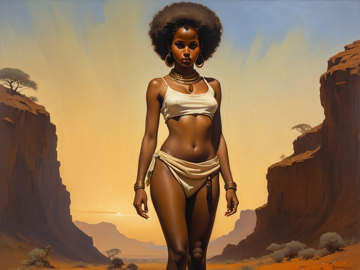 Confident Figure in Desert Landscape at Sunset