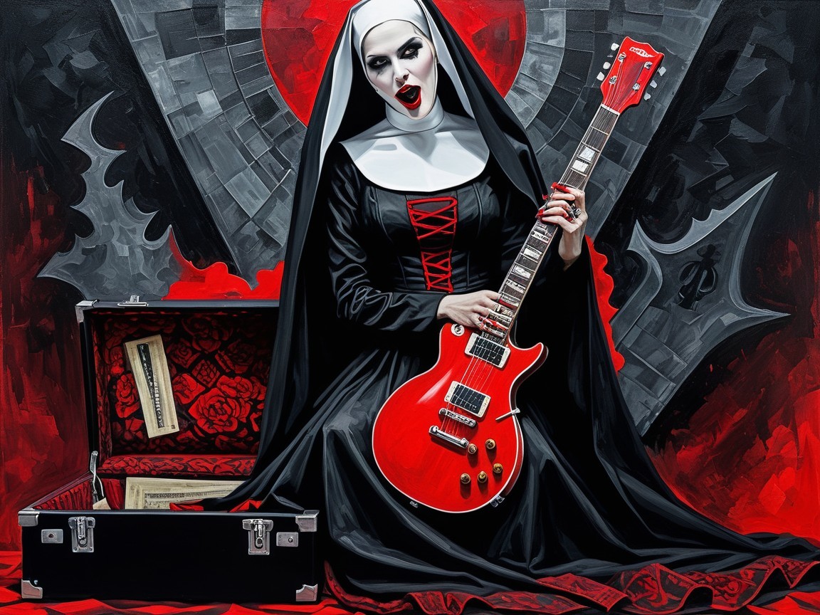 Neo-Expressionist Digital Painting of Punk Rock Nun