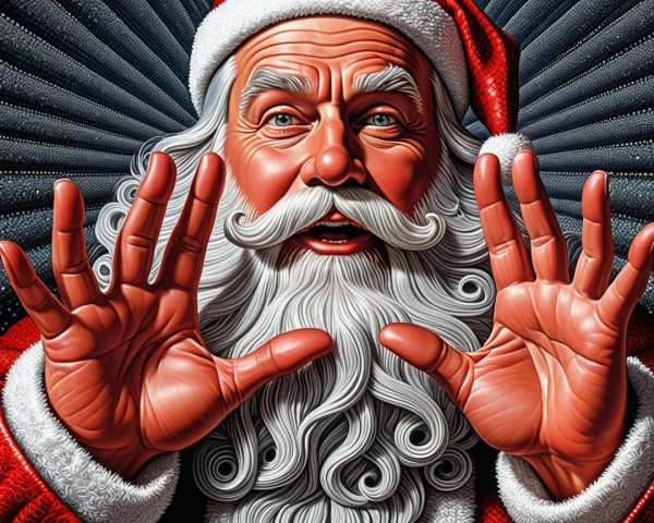 Jovial Santa Claus in Traditional Red Suit and Hat