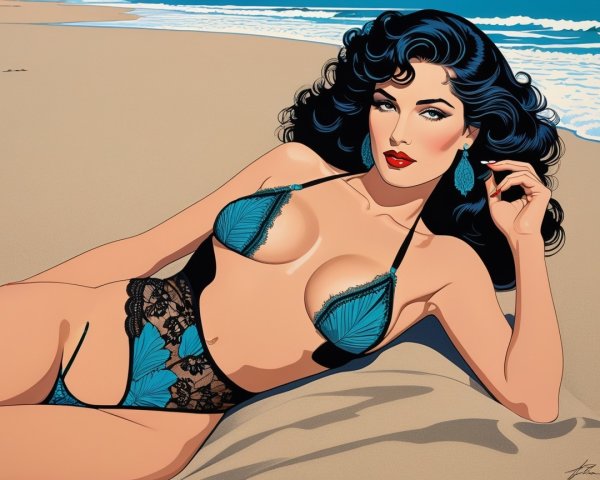 Glamorous Figure in Stylish Bikini at Sandy Beach