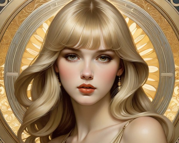 Portrait of a Young Woman with Blonde Hair and Elegance