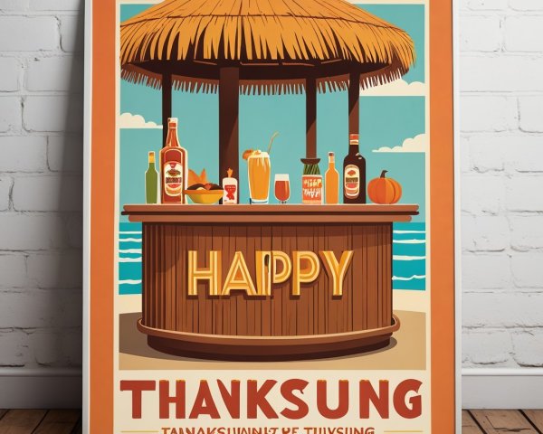 Retro Beach Bar Poster for Thanksgiving Celebration