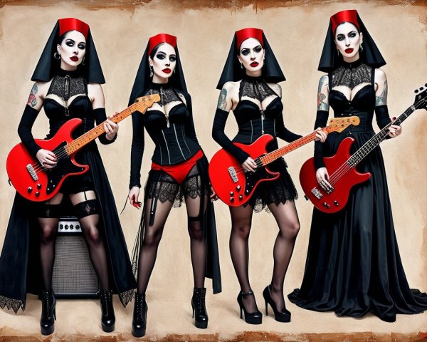 Portrait of Four Women in Goth-Inspired Fashion