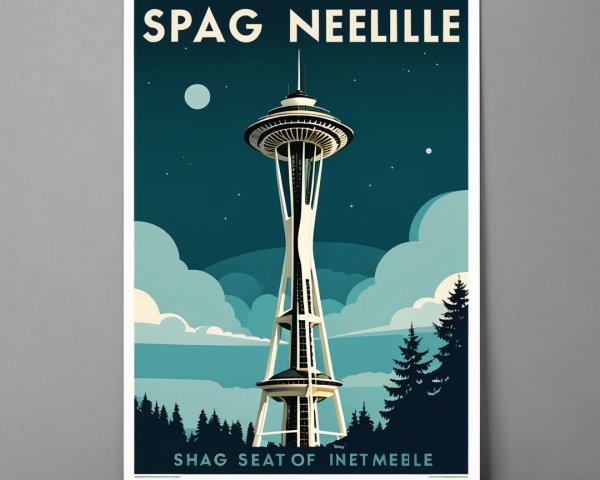 Futuristic Tower Illustration with Retro Aesthetic