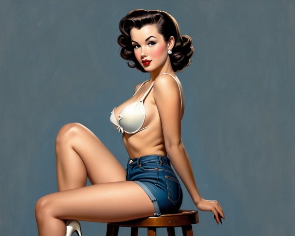 Vintage Pin-Up Illustration of Glamorous Woman