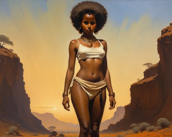 Confident Figure in Desert Landscape at Sunset