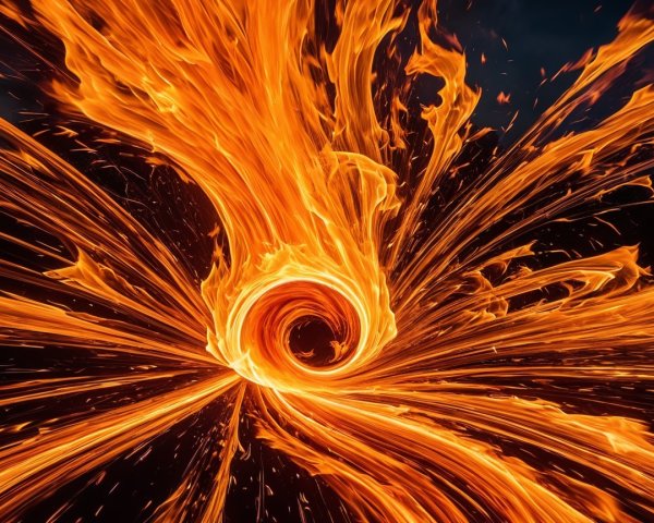 Vibrant Abstract Image of Fiery Vortex and Explosion