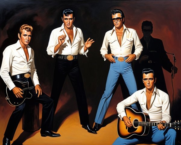 Stylized Figures in Dynamic Rock 'n' Roll Poses