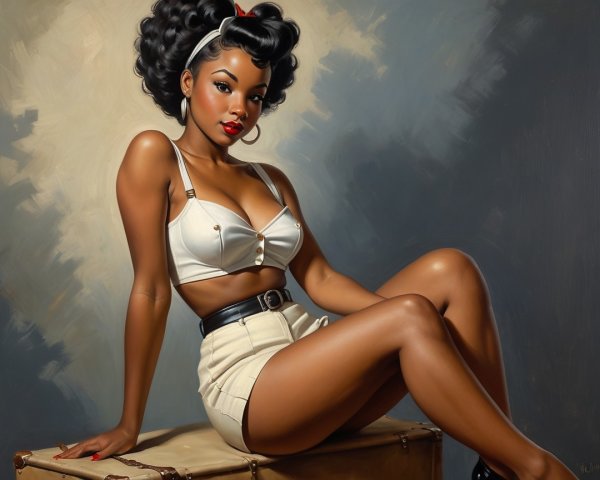 Glamorous Vintage Pin-Up Woman in Chic Outfit
