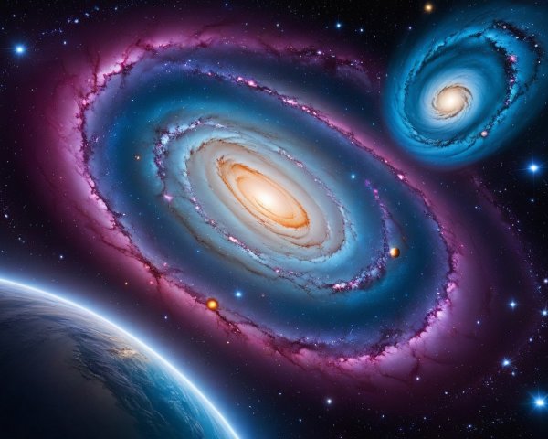 Vibrant Spiral Galaxies in a Cosmic Scene