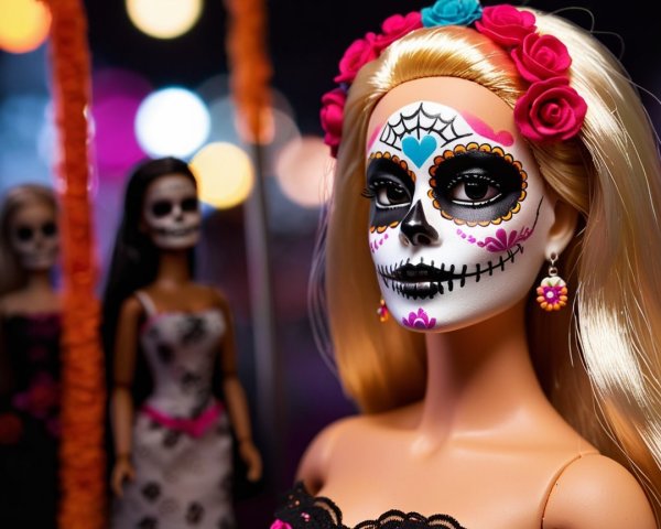 Doll with Día de los Muertos Inspired Design and Attire