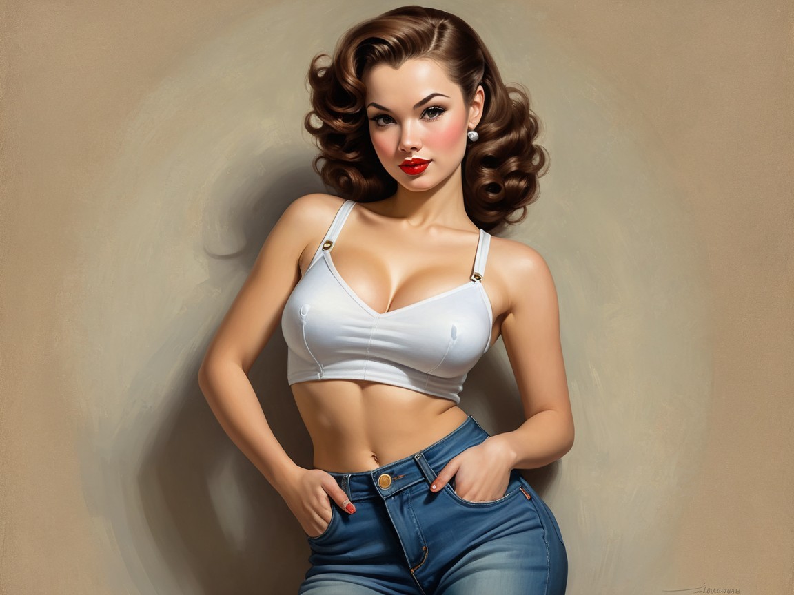 Glamorous Retro-Style Woman in Classic Pin-Up Aesthetic