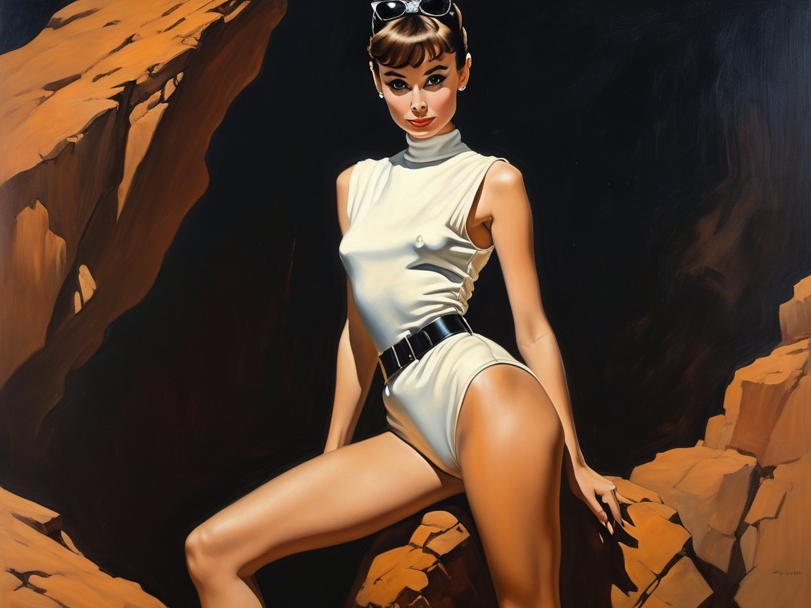 Stylized Artwork of Confident Woman in Swimsuit