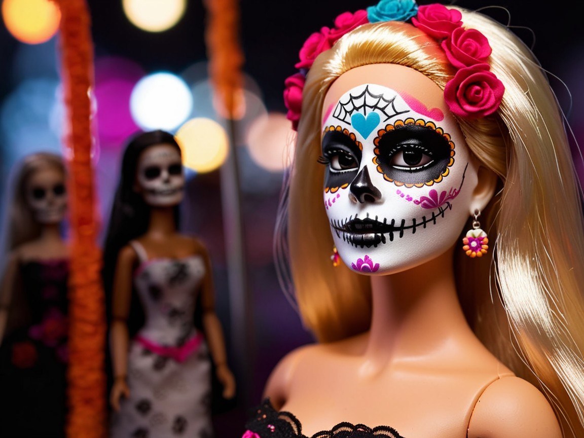 Doll with Día de los Muertos Inspired Design and Attire