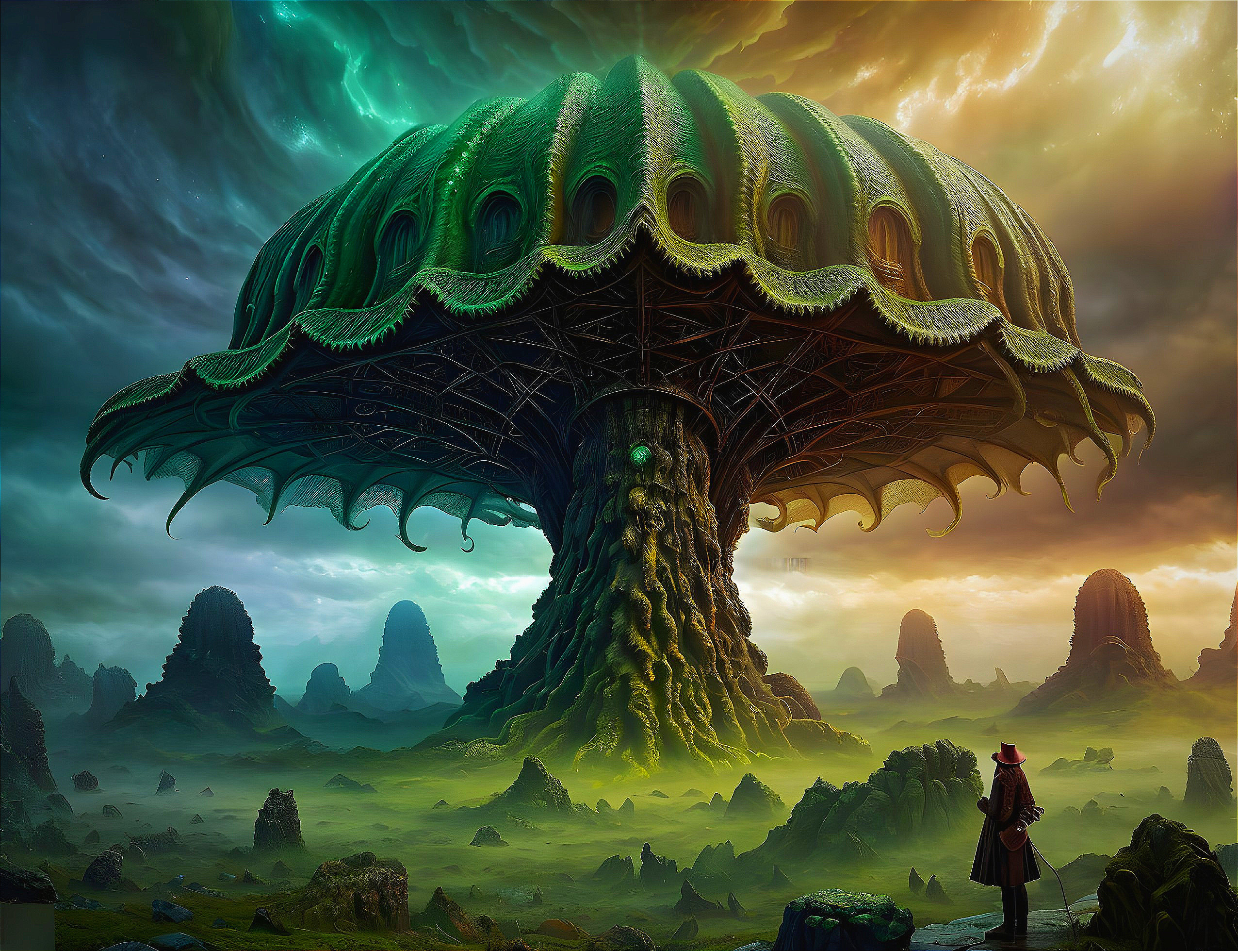 Colossal Fantastical Tree in Ethereal Landscape