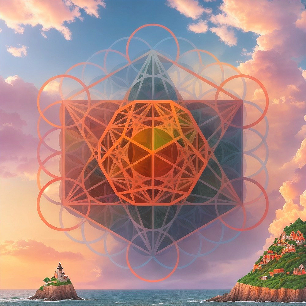 Surreal Landscape with Sea, Hills, and Castle Design