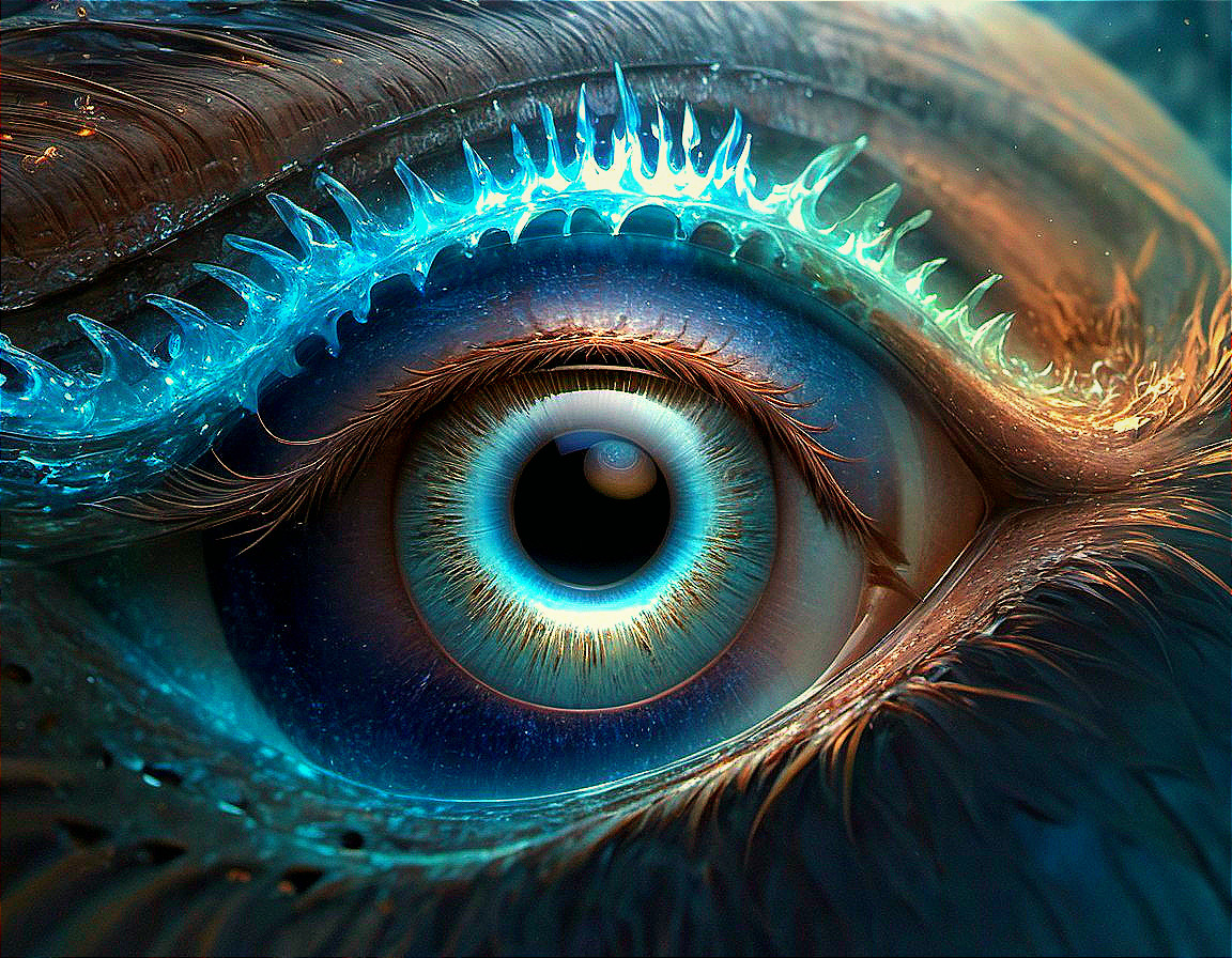 Intricate Eye with Vibrant Blue Iris and Delicate Details
