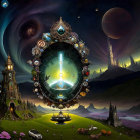 Intricate Stained Glass Window with Floral Designs