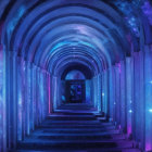 Illuminated Corridor with Floral and Abstract Designs