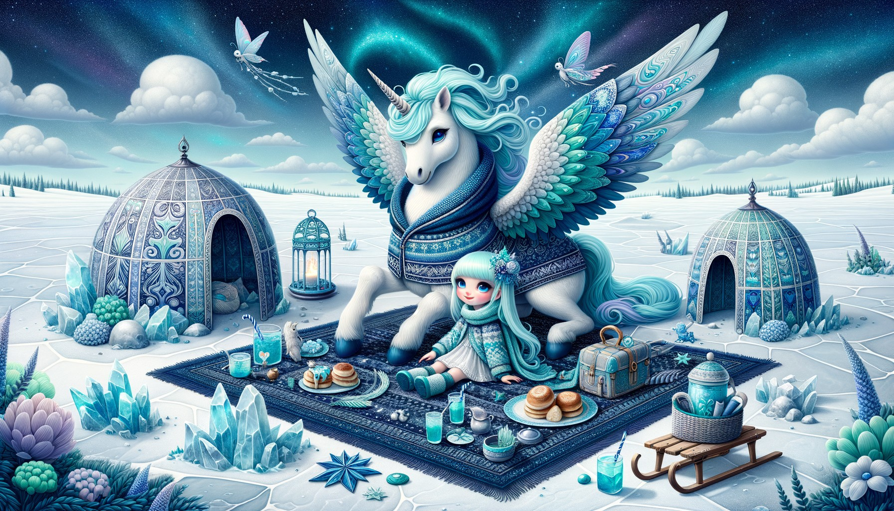 Magical Unicorn and Girl at a Cozy Tea Party