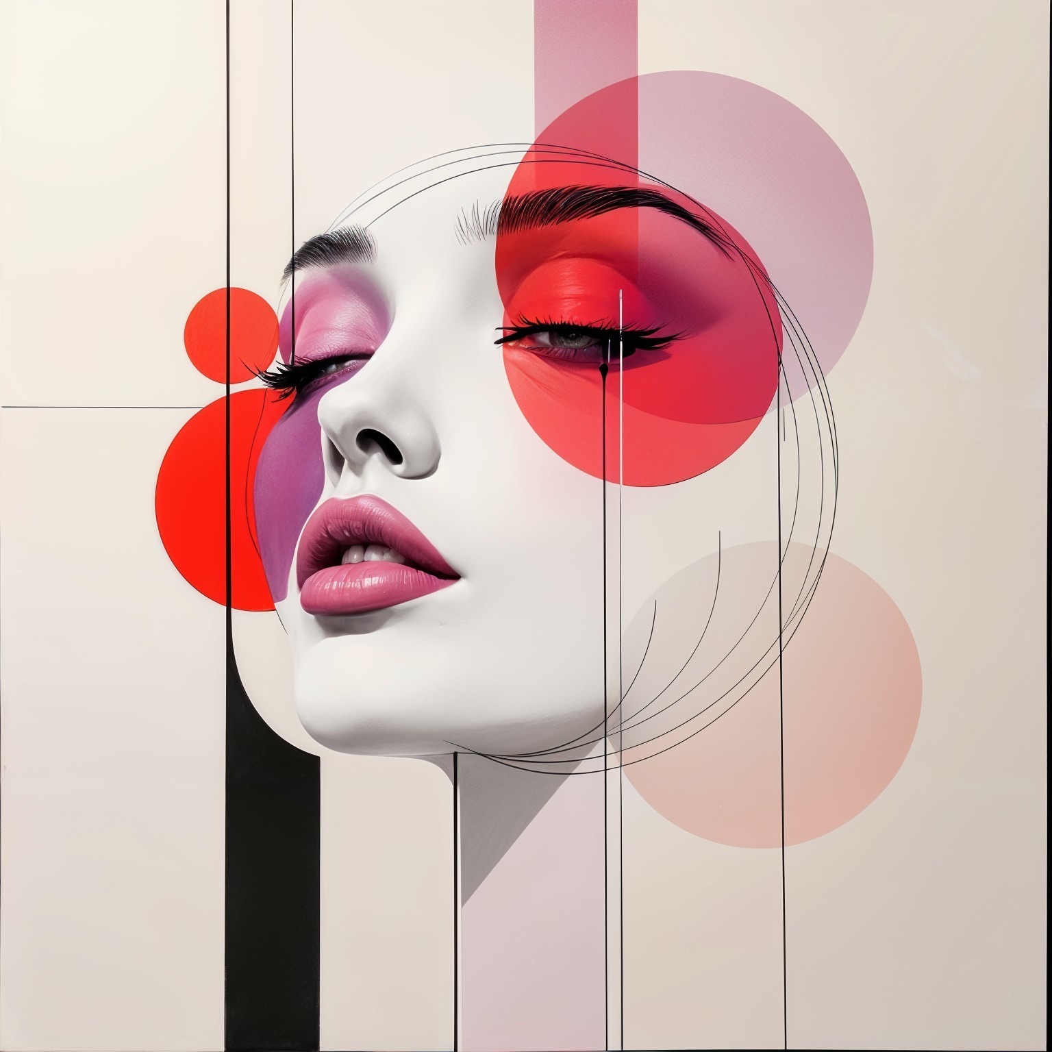 Stylized Portrait of Woman with Bold Colors and Shapes
