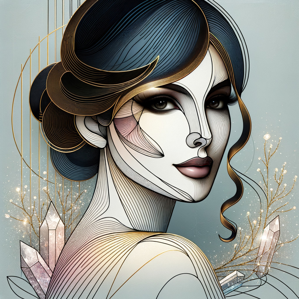 Stylized Portrait of a Woman with Floral Accents