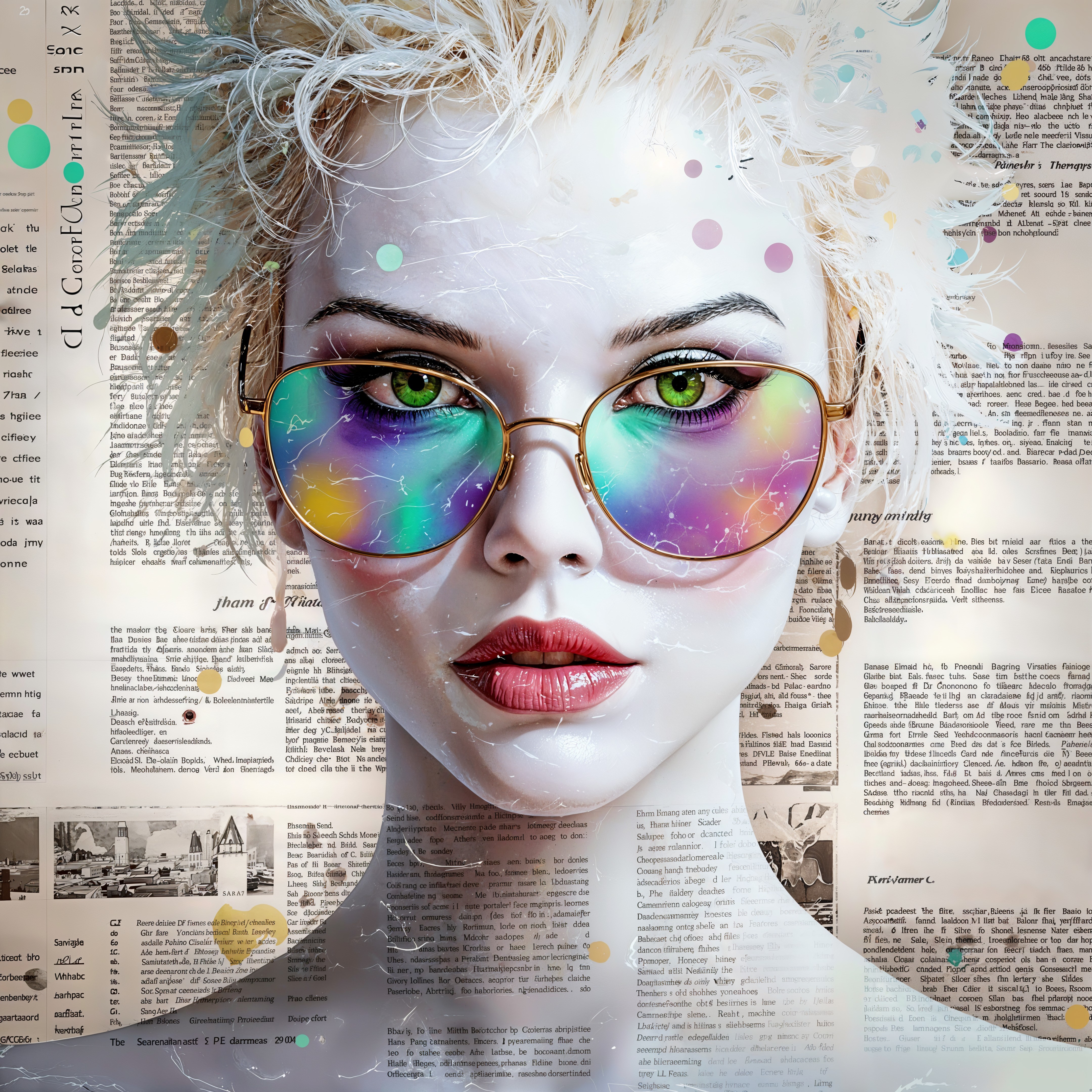 Hyperrealistic Portrait of a Woman on Newsprint Paper