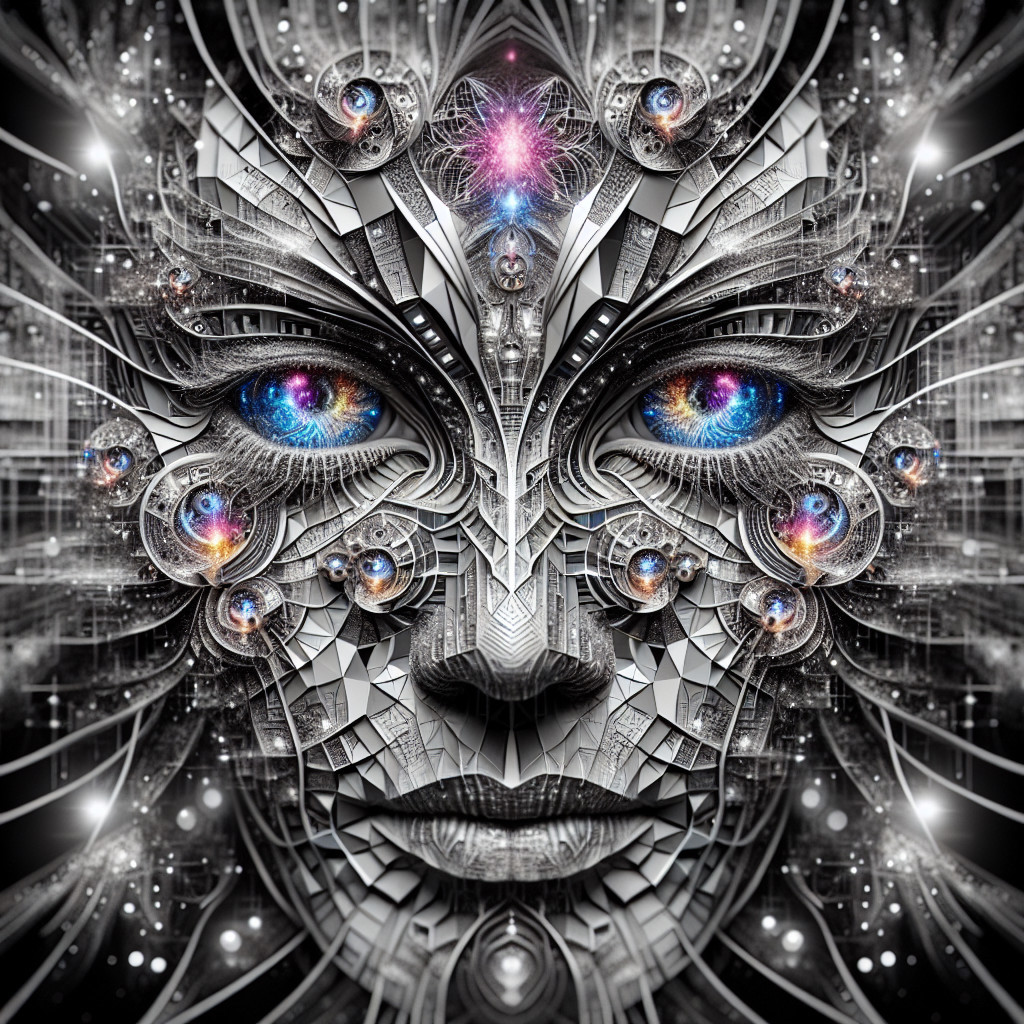 Futuristic Abstract Face with Geometric Patterns