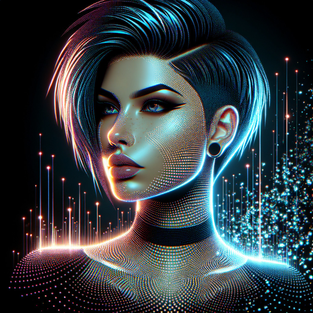 Futuristic Digital Portrait of a Woman with Neon Hues
