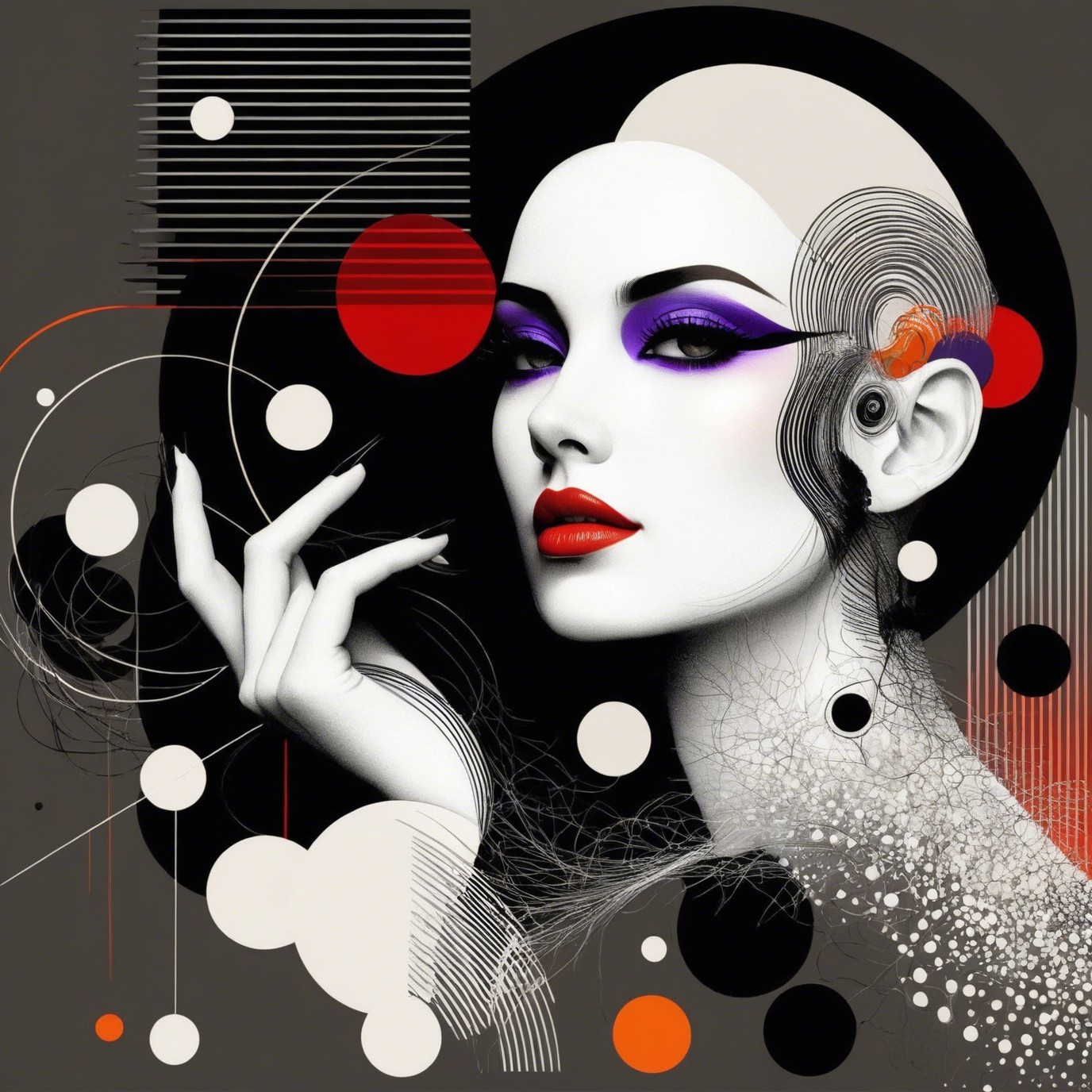 Stylized portrait of a woman with bold features