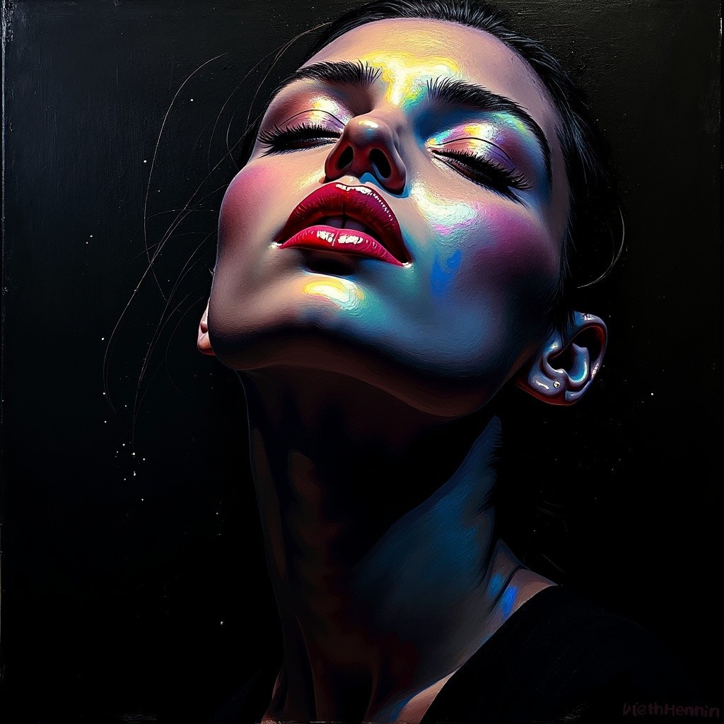 Portrait of a Woman with Ethereal Glow and Tranquility