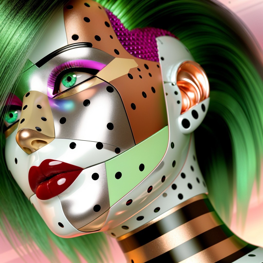 Futuristic Robot Head with Colorful Design Elements