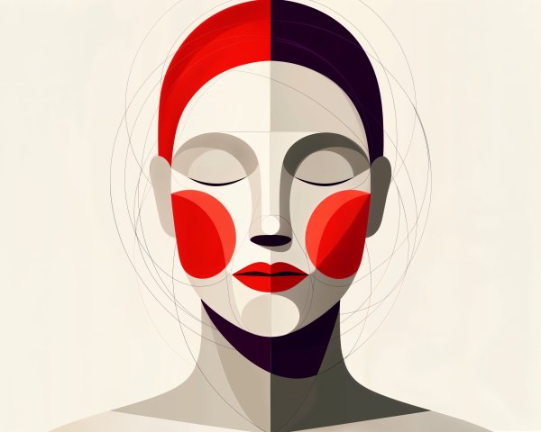 Minimalist Illustration of a Woman's Face with Makeup