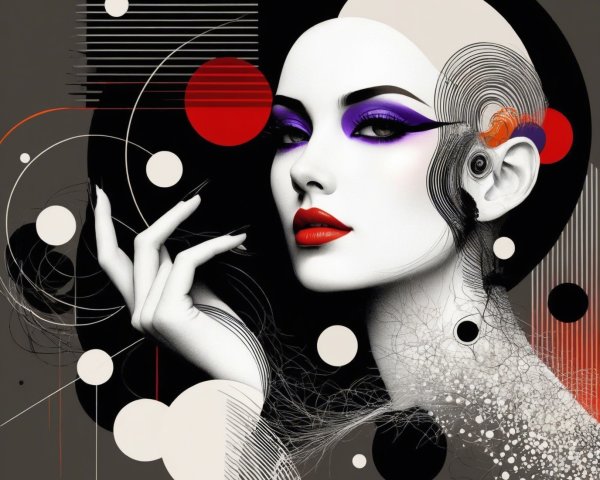 Stylized portrait of a woman with bold features