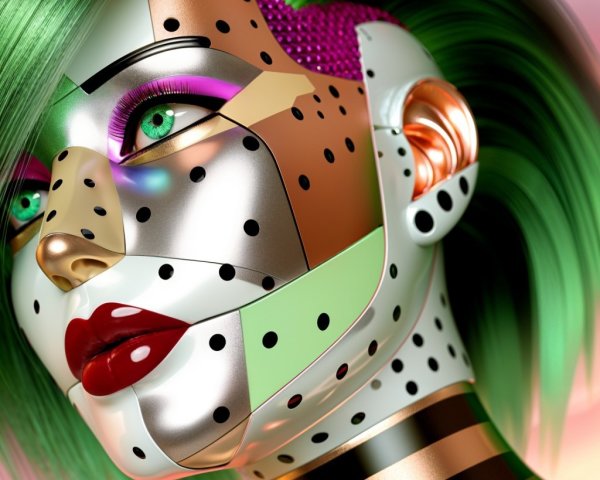 Futuristic Robot Head with Colorful Design Elements
