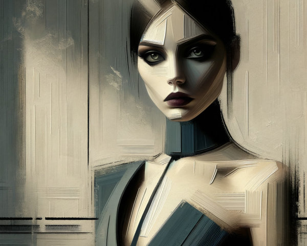 Abstract Portrait of a Woman with Striking Features