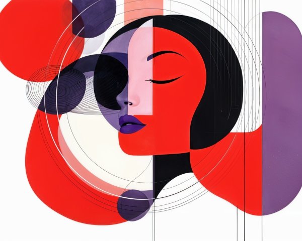Stylized Profile of a Woman in Bold Colors