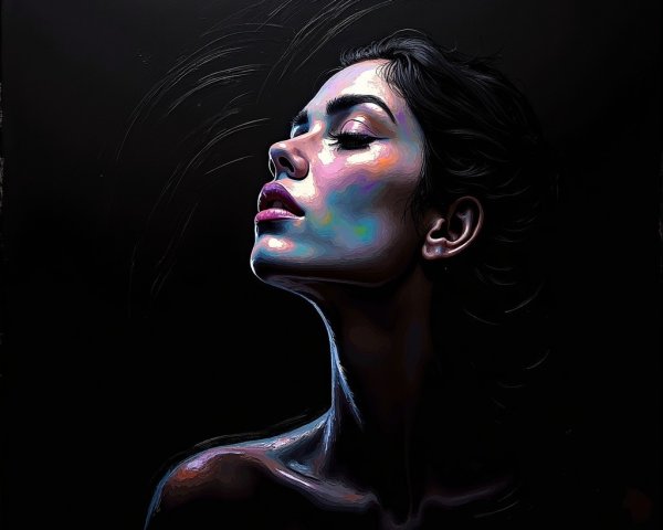 Portrait of a Woman in Profile with Dramatic Lighting