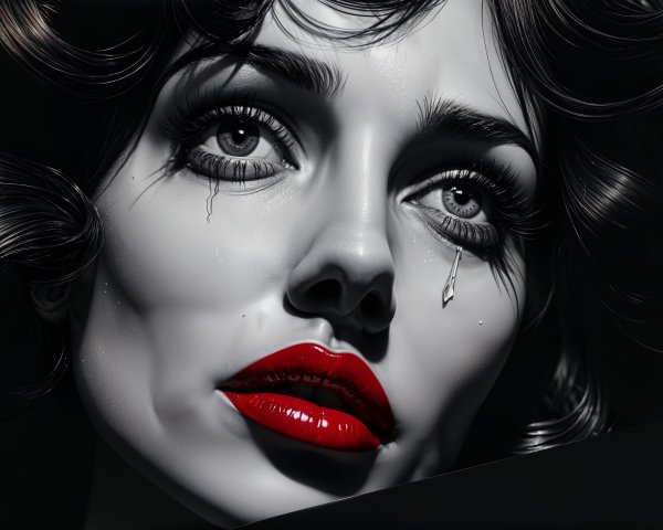 Close-up Portrait of a Woman with Dramatic Features
