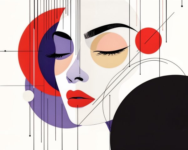 Surreal Abstract Illustration of Woman's Profile Face